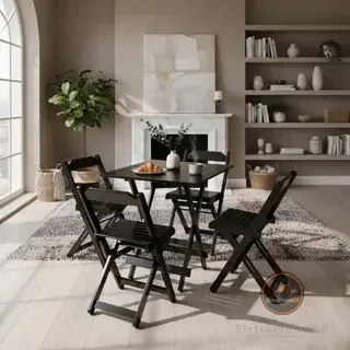 Jogos Conjuntos Mesa Bar Dobrável Madeira 70x70 Com 4 Cad.