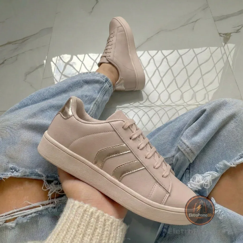 Tênis Feminino De Couro Casual Social Tradicional Básico Liso Confortável Envio Imediato