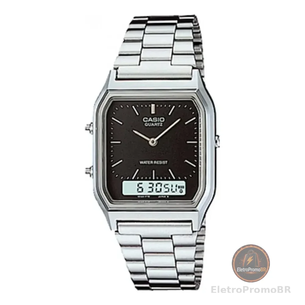 Relógio Casio Unissex Vintage Prata Aq-230a-1dmq Prata