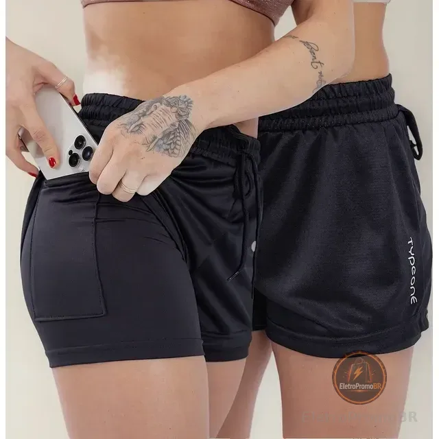 Kit 2 Shorts Duplo 2 Em 1 Fitness Feminino Look Academia