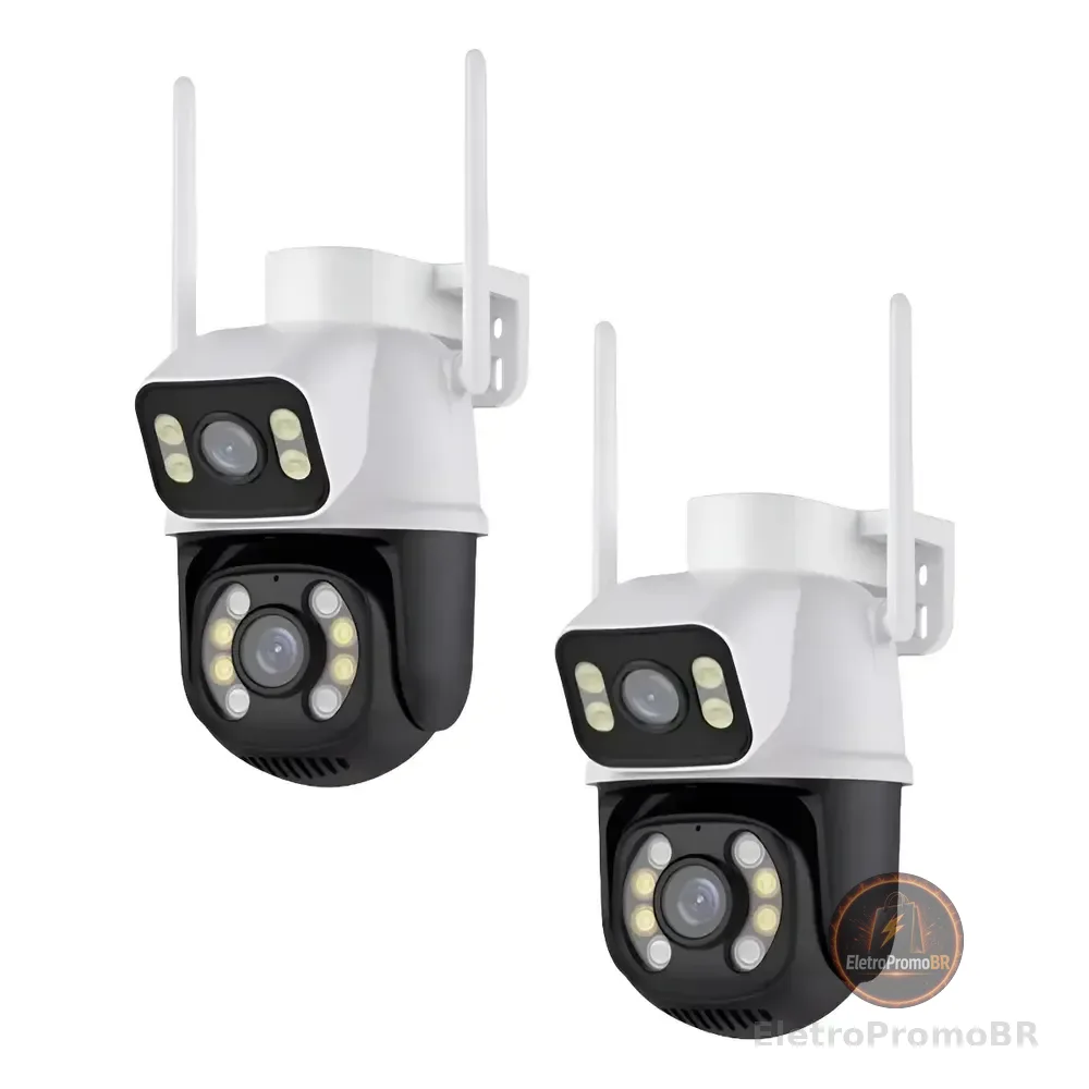 Kit 2 Câmera Wifi Externa A28 App Icsee Dupla Visão 3mp Prova Dágua Cor Branco