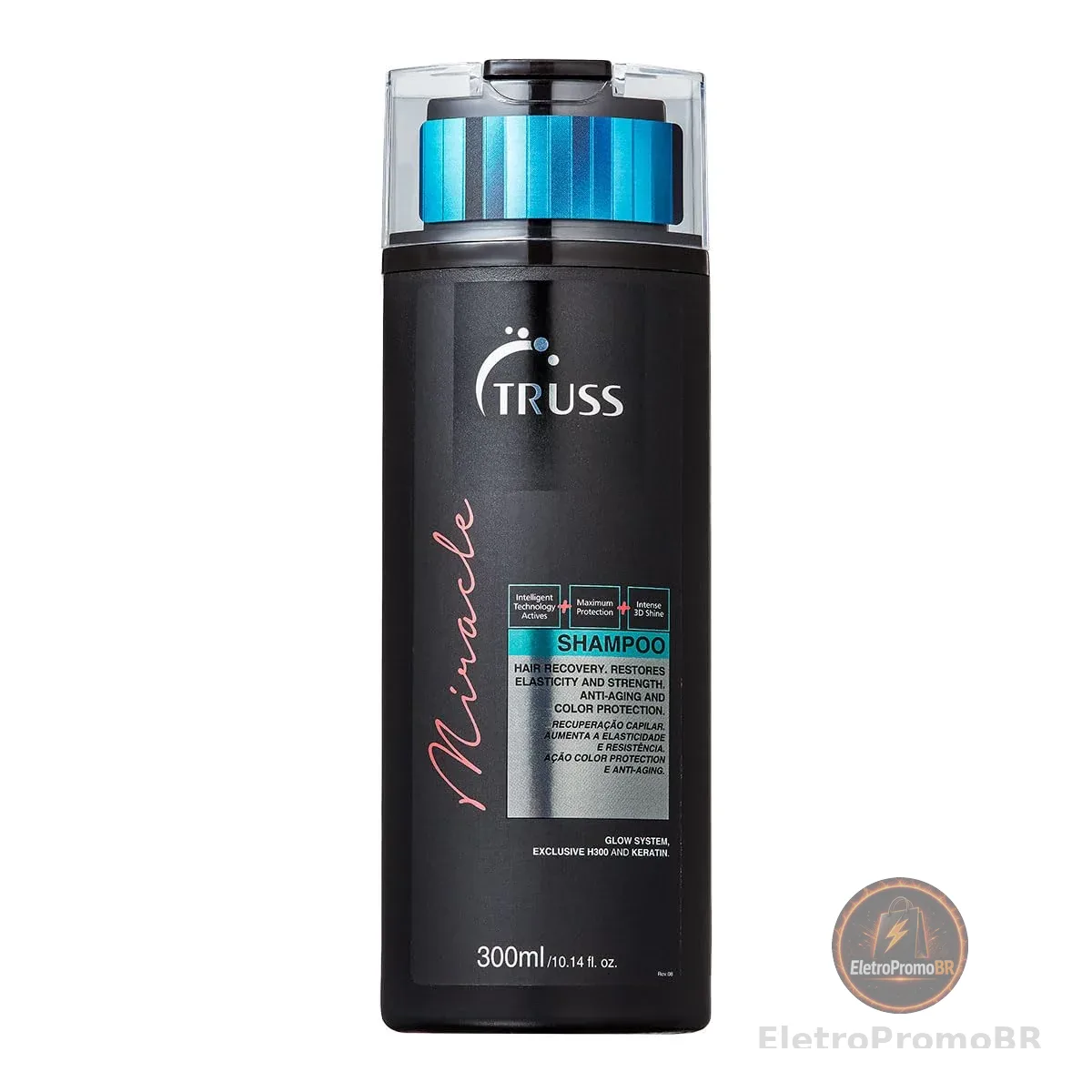 Truss Shampoo Miracle | Limpeza Suave e Reconstrução com Brilho 3D e Ação Anti-Aging | 300ml