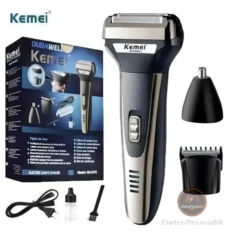 Barbeador KM6776 Recarregável Multifuncional 3 Em 1 Máquina barbeadora Portátil Multifuncional Kemei