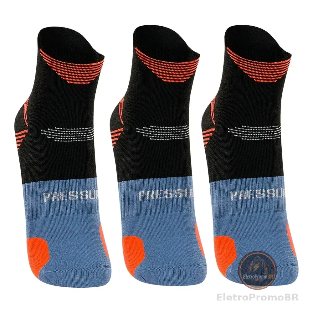 Meia Poliamida Corrida Lupo Cano Curto Dry Anti Bolha 3pares Preto Logo 41-44 (g)