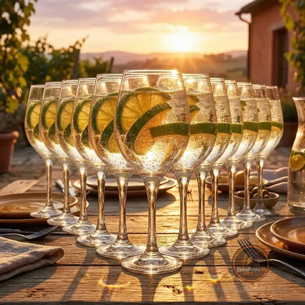Jogo De Taças Para Vinho Ruvolo De Vidro, 490 Ml  Kit Com 12 Peças Incolor