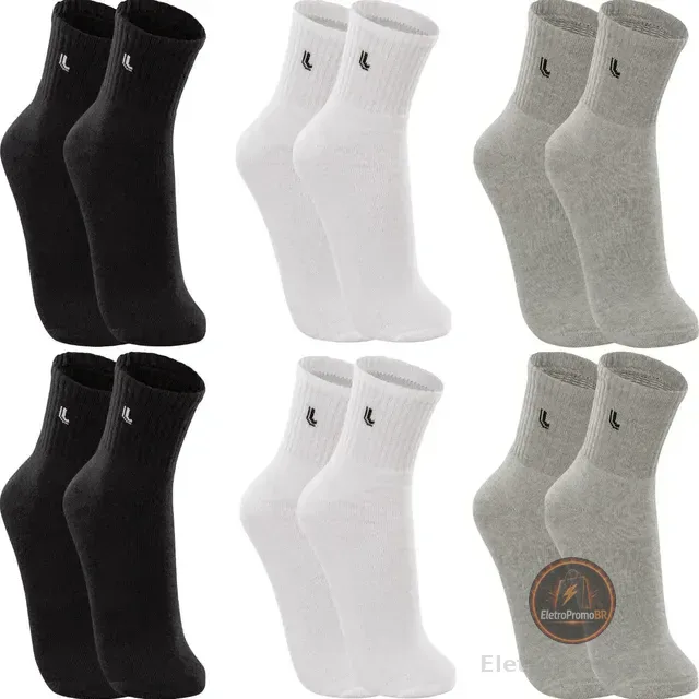 Kit 6 Pares Meias Lupo Cano Médio Esportivas Academia