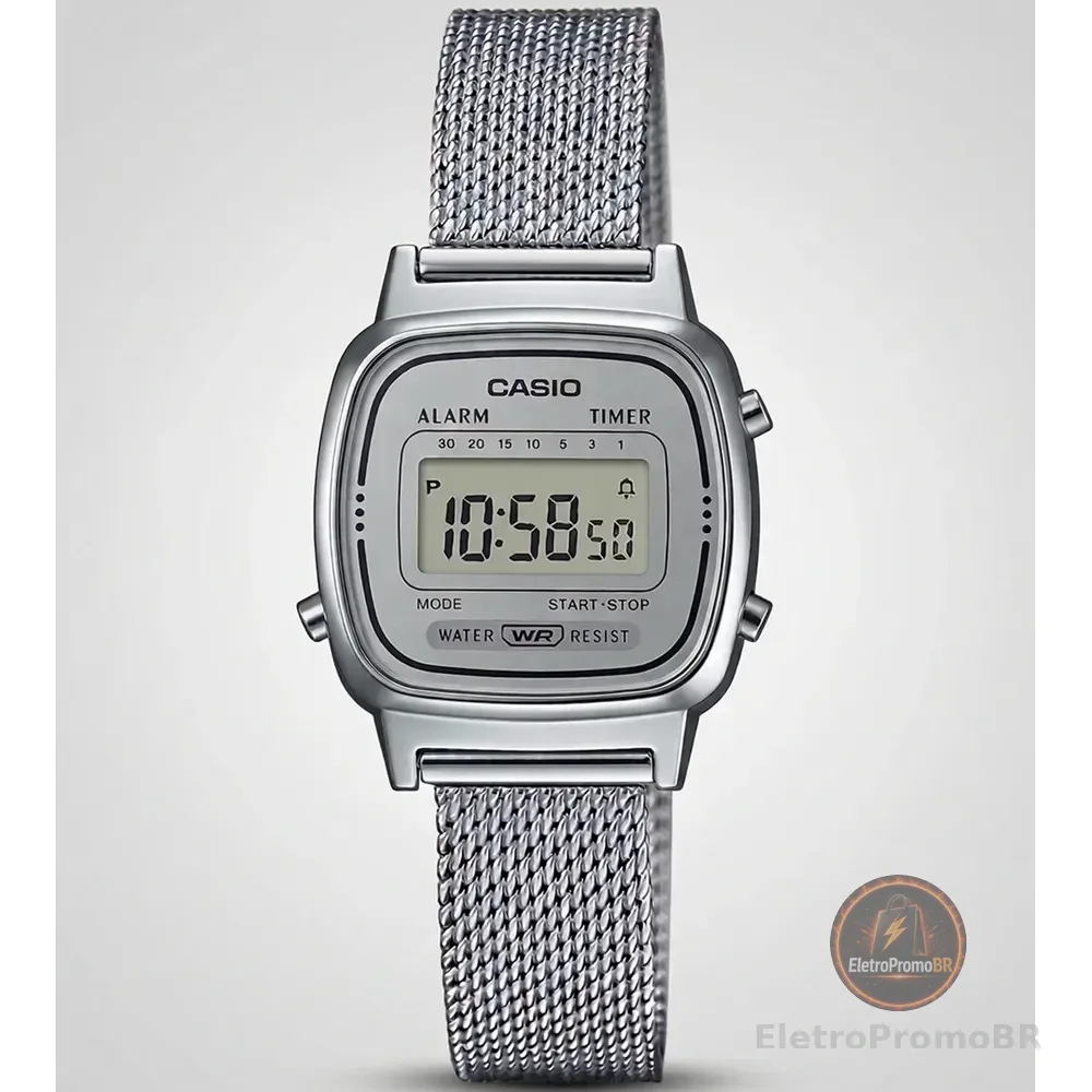 Relógio Casio Feminino Vintage Prata Original La-670wem-7df Prateado Prata