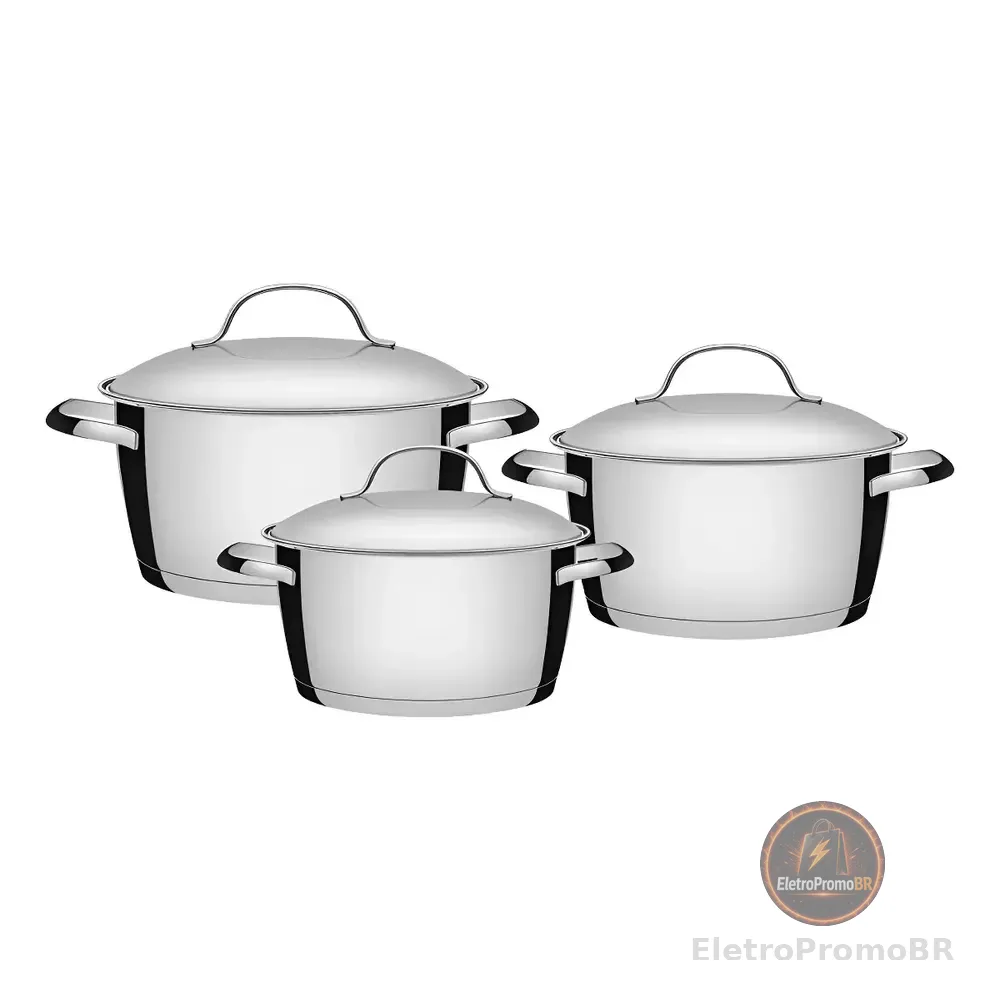 Jogo De Panelas Tramontina Inox Fundo Triplo Allegra 3 Pç