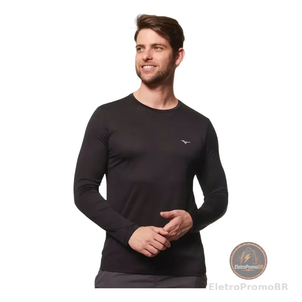 Camiseta Masculina Manga Longa Nirvana Mizuno Pret90 Liso M Lisa