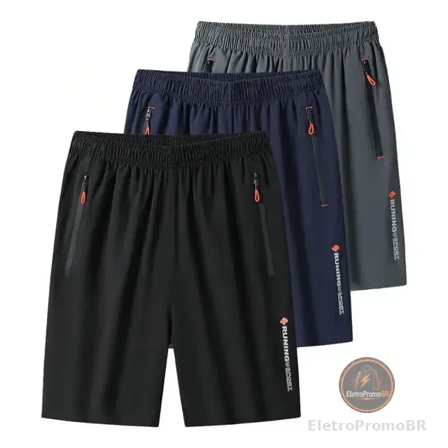 Kit  3 Bermudas Dry Fit De Seda Gelada | Esportivas Premium