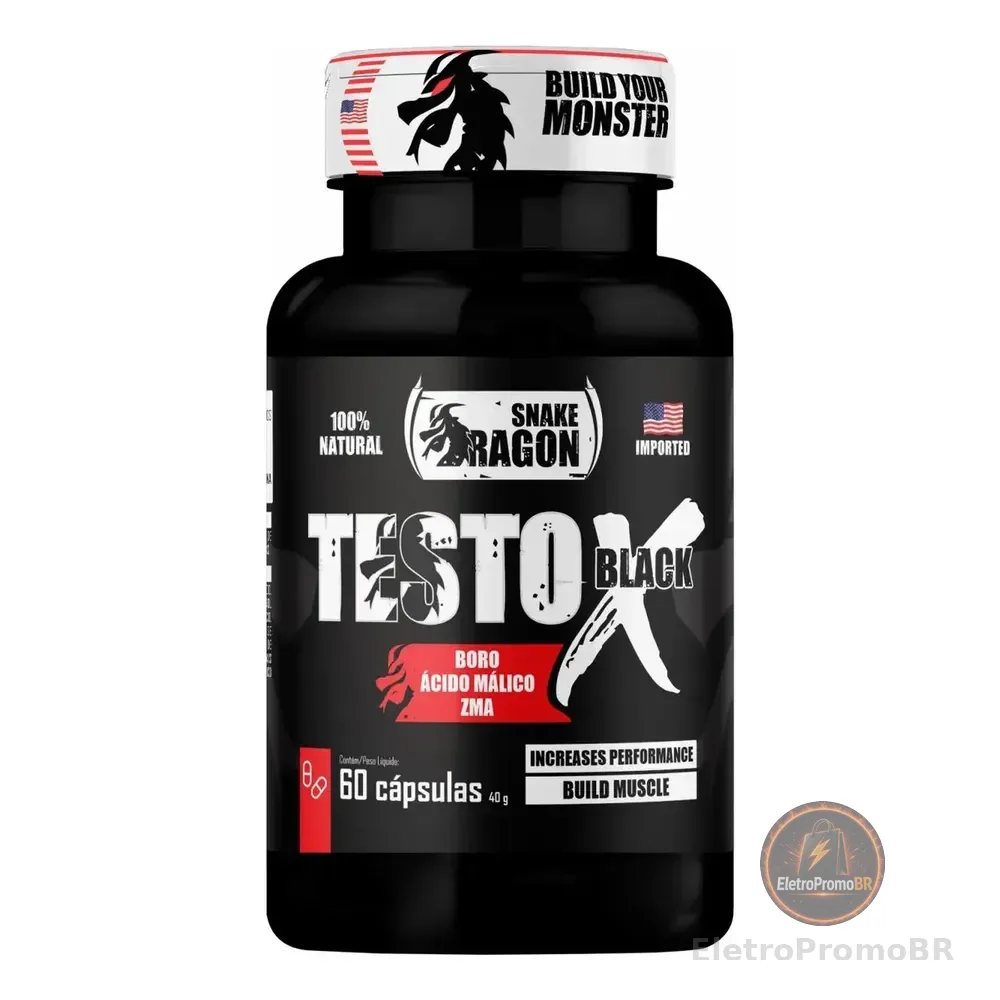 Testo X Black 60 Cápsulas Usa Ganho De Força Sabor Sem Sabor- Suplemento Sem Sabor- Suplemento Original