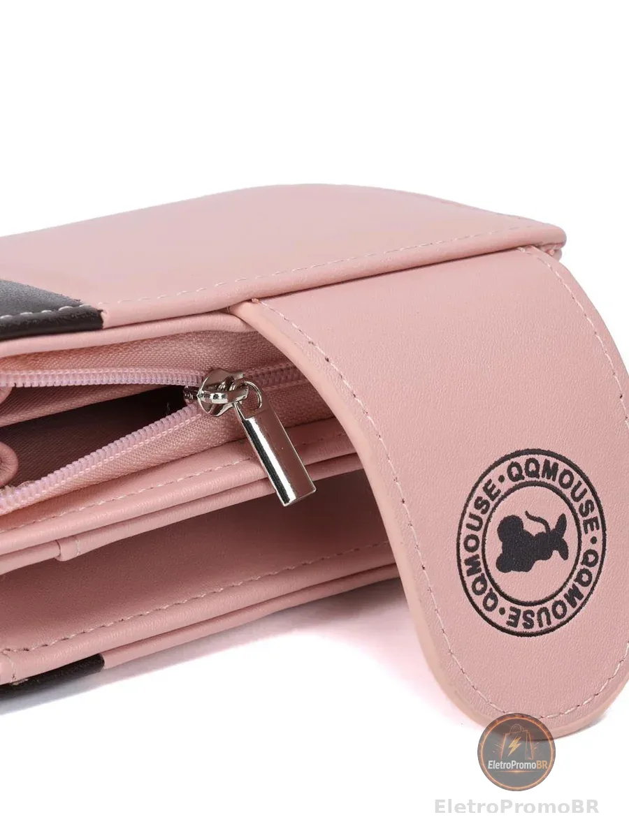 Bolsa de Mão/Carteira Feminina Zíper Porta Moedas e Porta Cartões D6001 LING