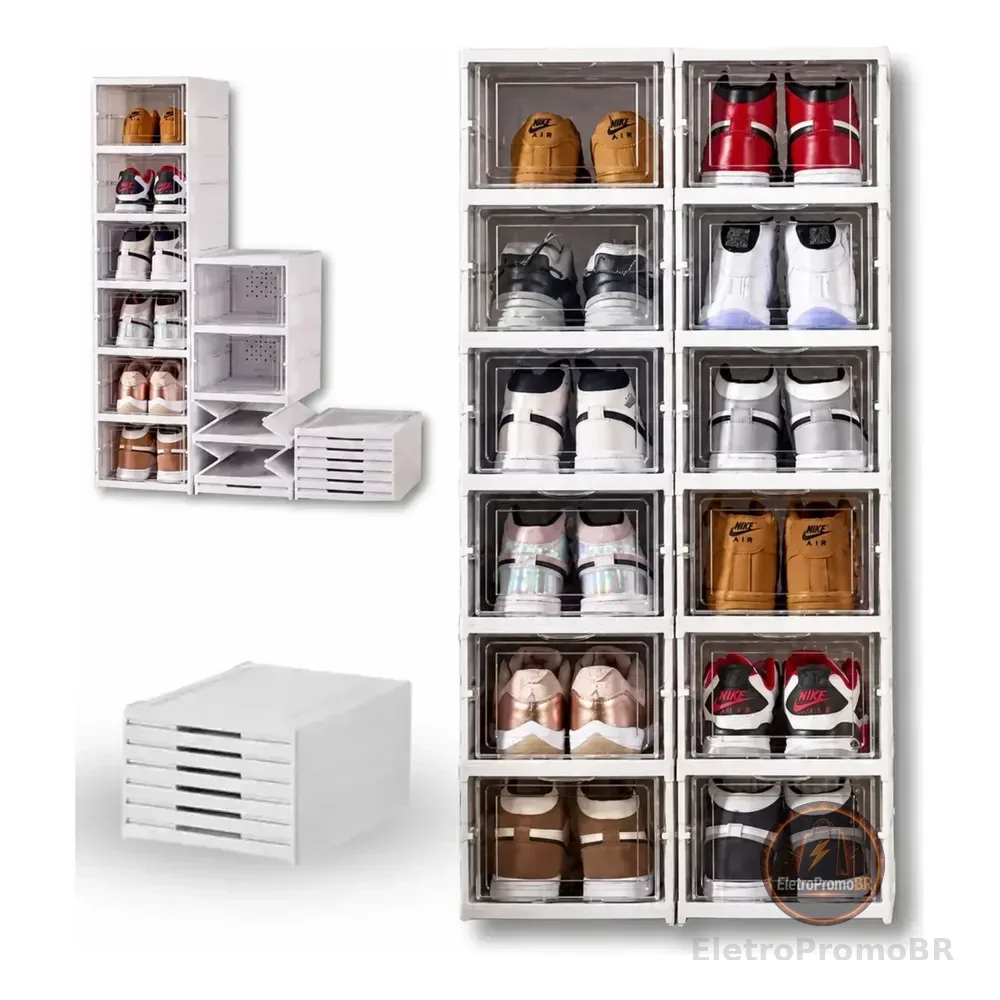 Sapateira Organizadora Portátil Vertical 6 Andares Dobrável Branco