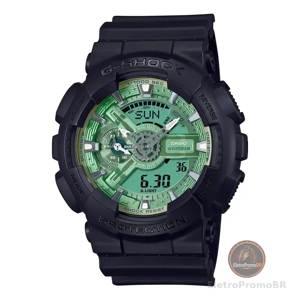 Relógio Preto De Resina G-shock Ga-110cd-1a3 Para Homem Verde