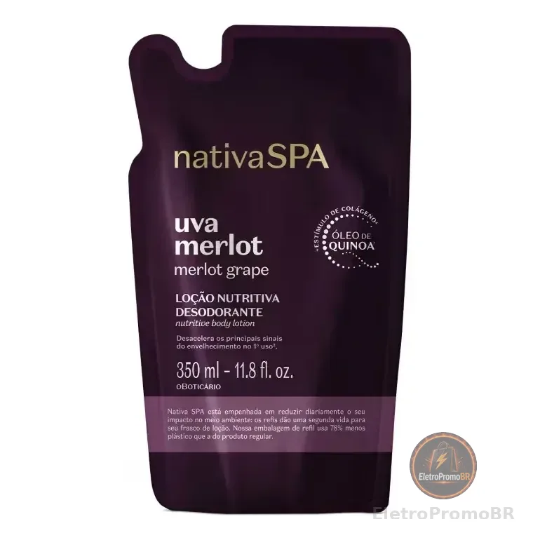 Refil Creme Hidratante Corporal Nativa Spa Boticário 350ml Uva Merlot
