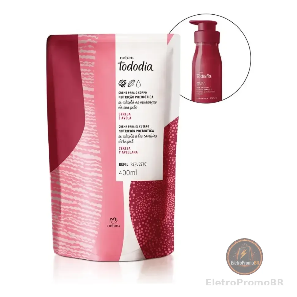 Refil Creme Para O Corpo Natura Tododia Cereja E Avelã 400ml
