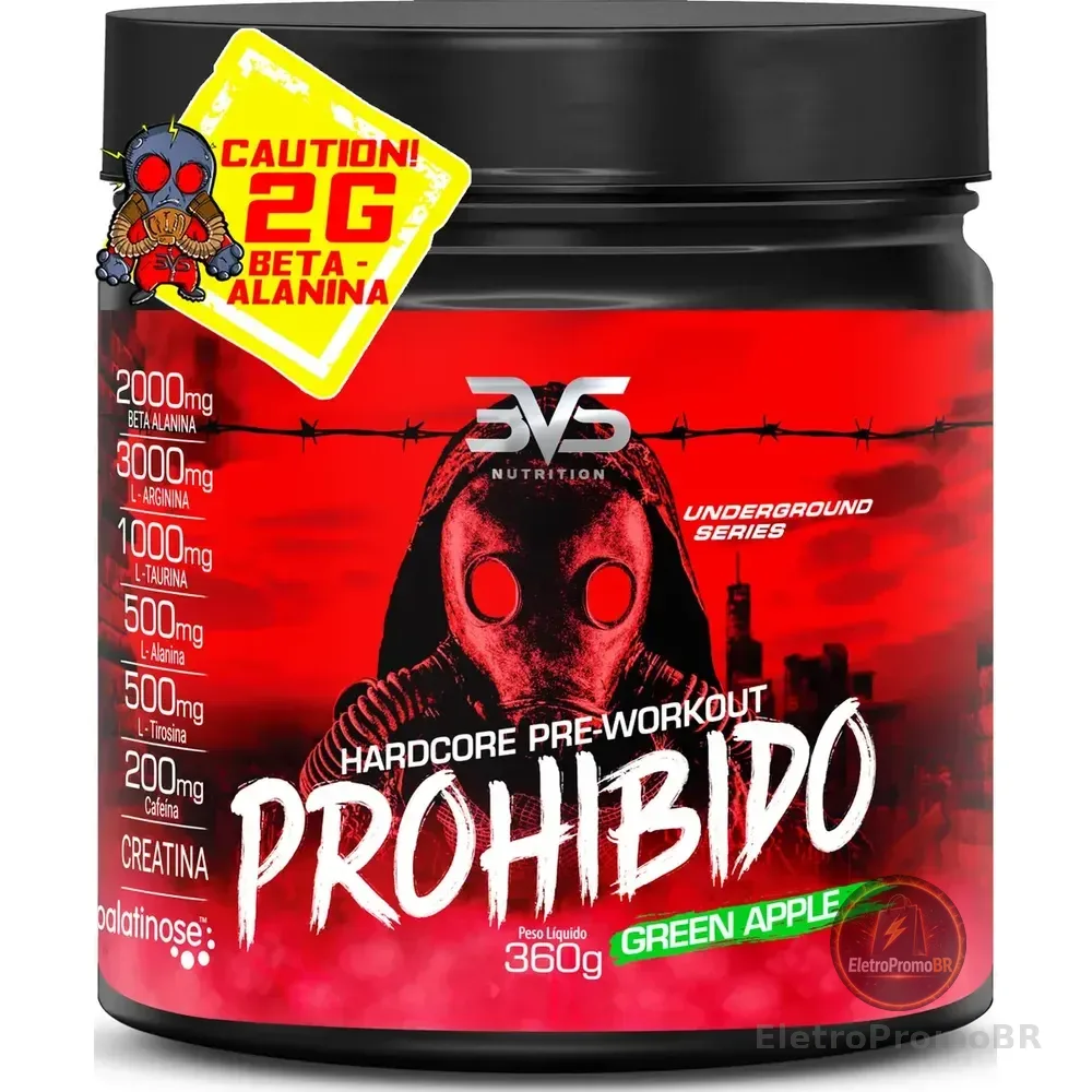 Pré Treino Prohibido De Maçã Verde 360g Para Energia E Foco