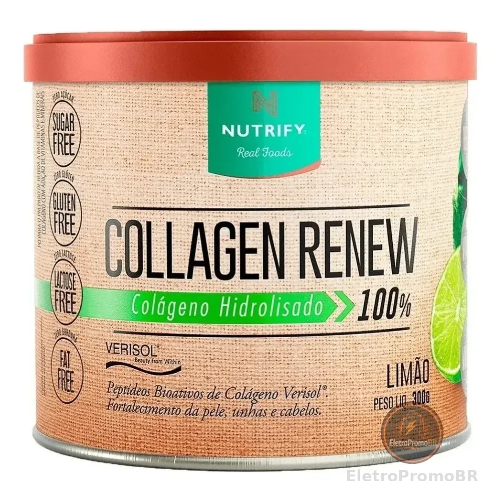 Colágeno Hidrolisado Nutrify Collagen Renew Sabor Limão De 300g