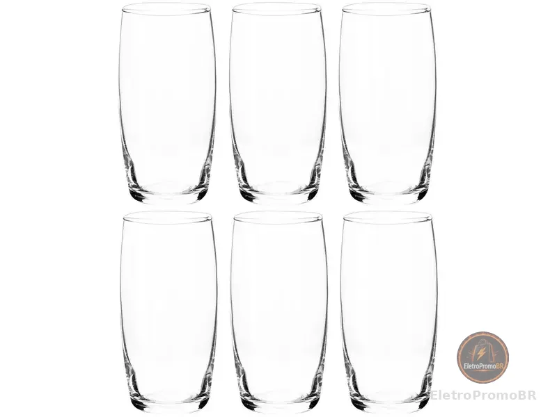 Jogo de Copos de Vidro 300ml 6 Peças Nadir