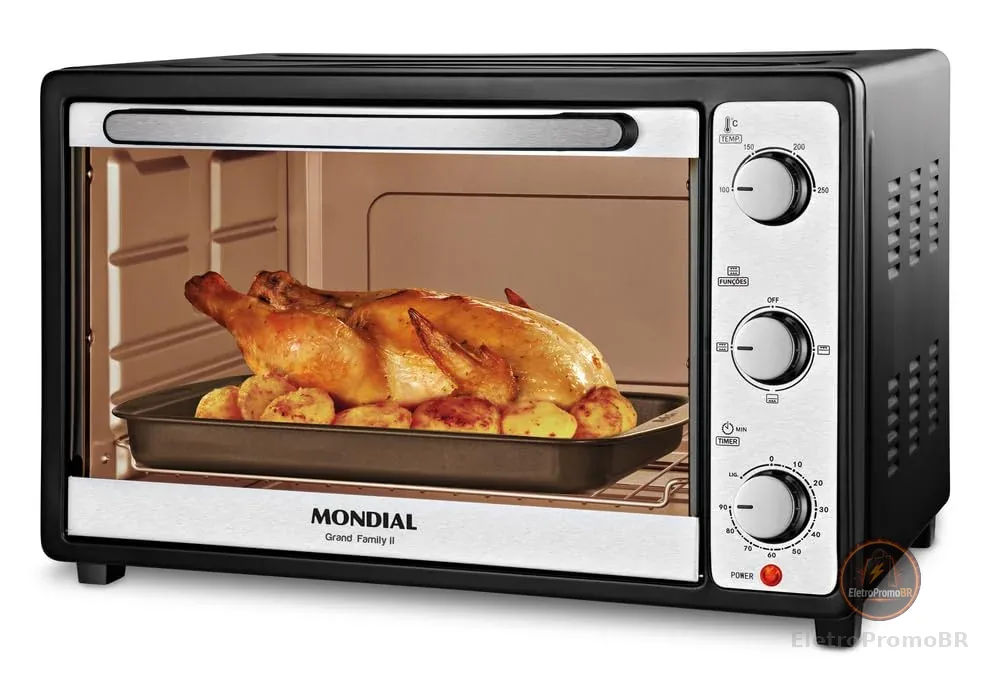 MONDIAL Forno Elétrico 52L Grand Family II, Preto/Inox, 1800W, 220V - FRN-52-B