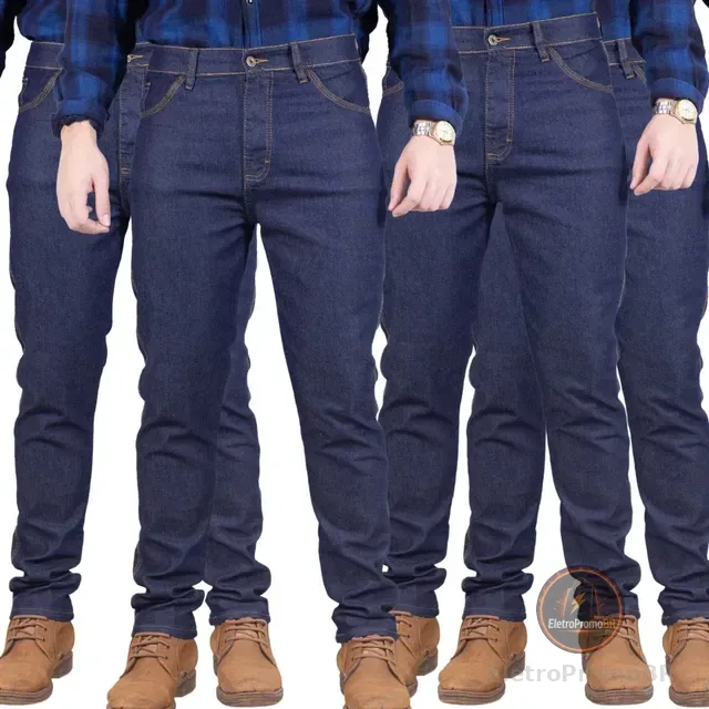Kit 4 Calça Jeans Masculina Elastano Lycra Trabalho Premium