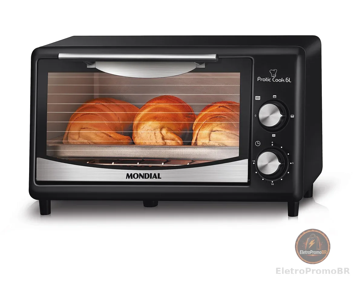 MONDIAL Forno Pratic Cook 6L, Preto, 650W, 220V - FR-09