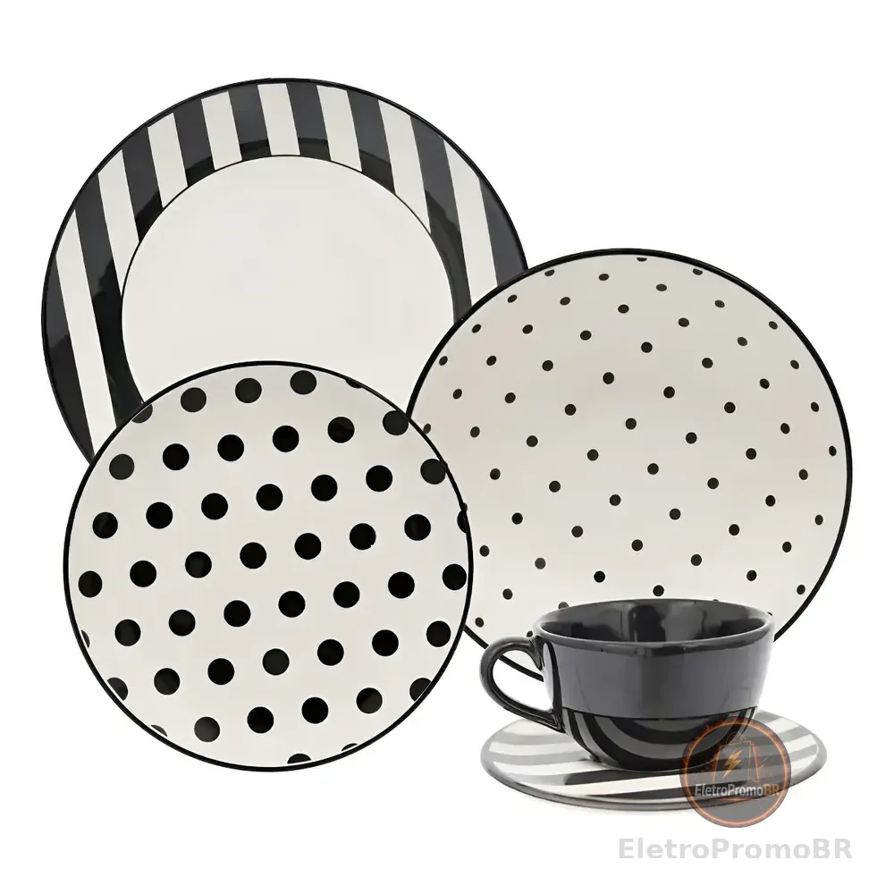 Aparelho De Jantar E Chá 20 Peças Unni Stripes And Dots Cor Multicor Oxford Estampado