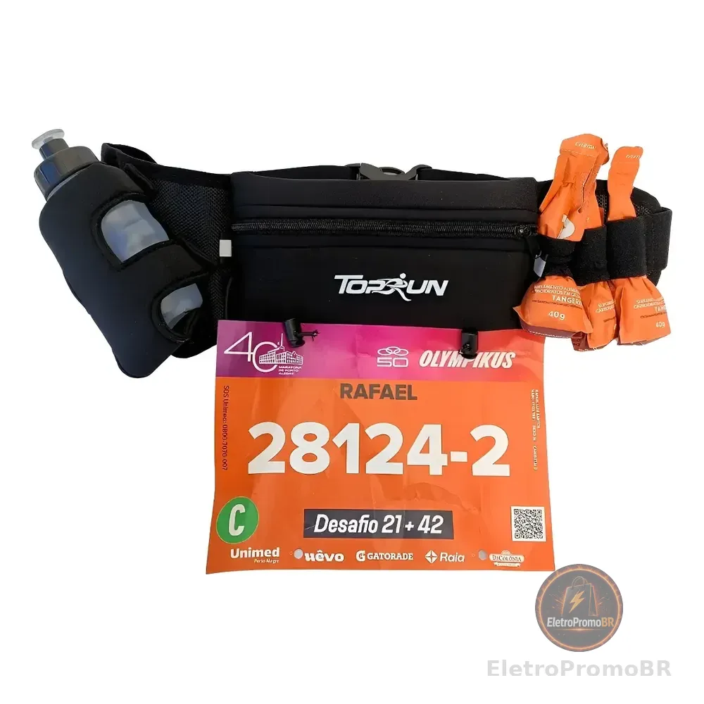 Cinto Hidratação Porta Numero E Gel Garrafa 210 Ml  Corrida