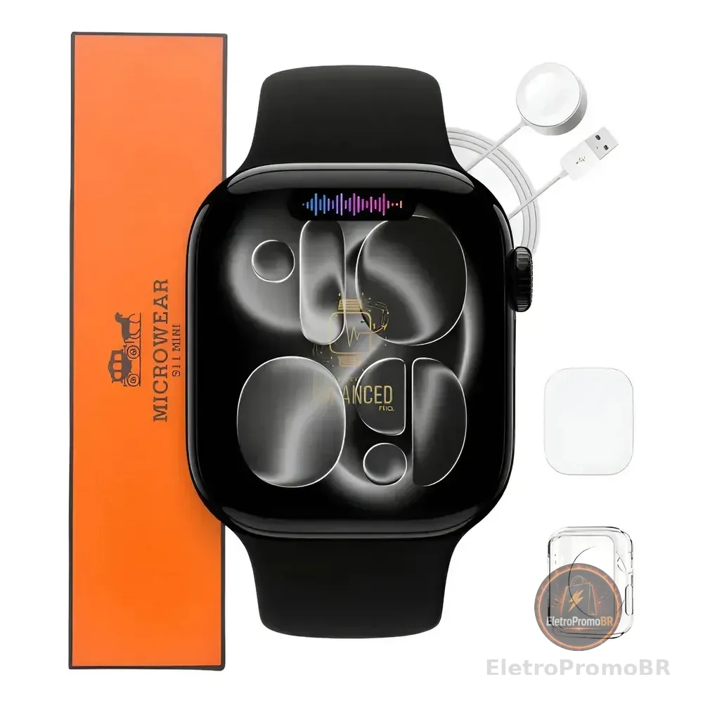 Relógio Microwear Smartwatch S11 Mini Series 11 42mm Whatsapp Gps Nfc 2026 Preto