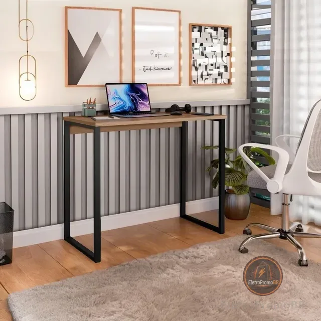 Escrivaninha Industrial Mesa Estudo Aparador Office Aço Mdf