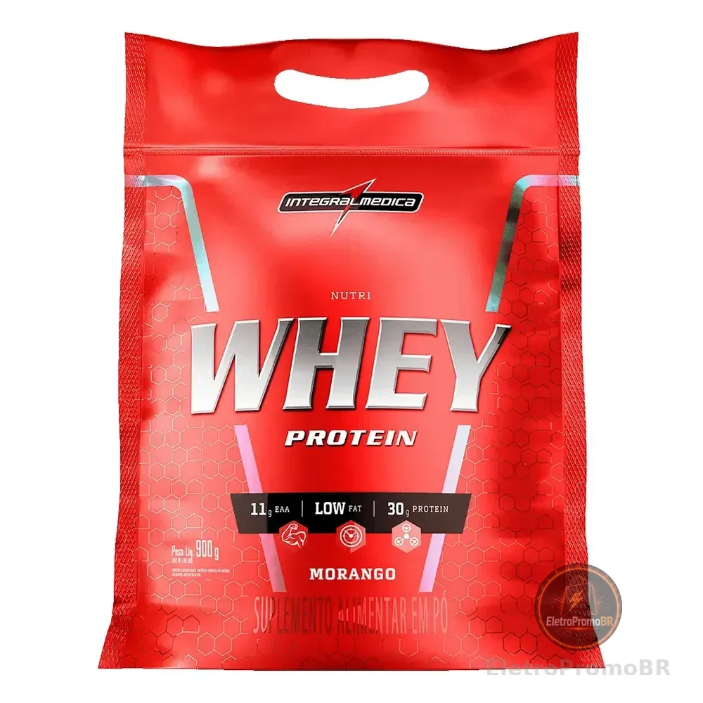 Nutri Whey Protein Pouch Morango 900g Integralmédica