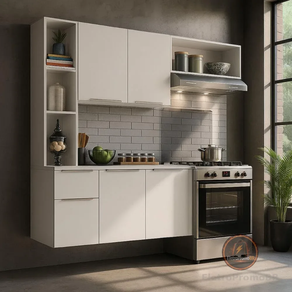 Armário de Cozinha Compacta com Balcão Sofia Multimóveis MP2001 - Branco