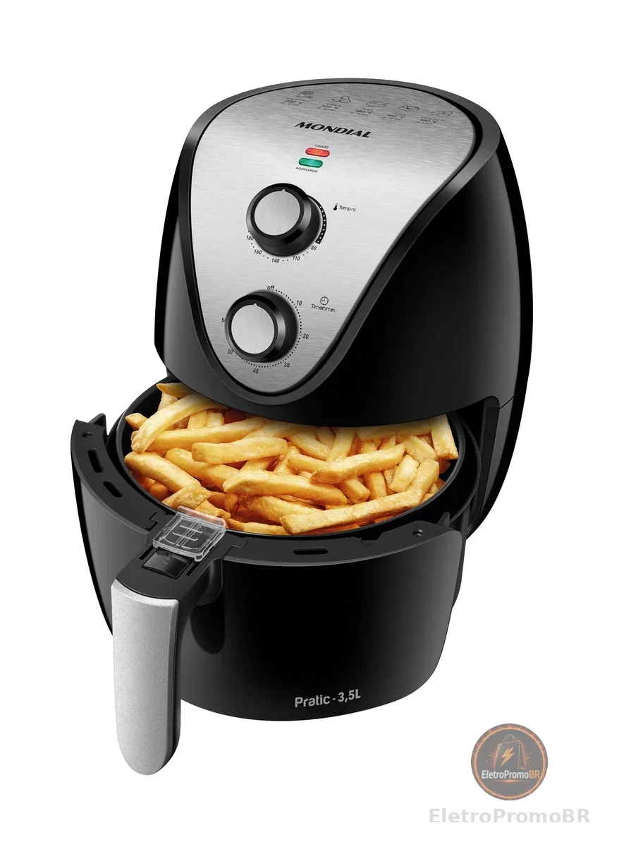MONDIAL Fritadeira Sem Óleo Air Fryer 3,5L, Preto/Inox, 1500W, 110V - AF-30 I