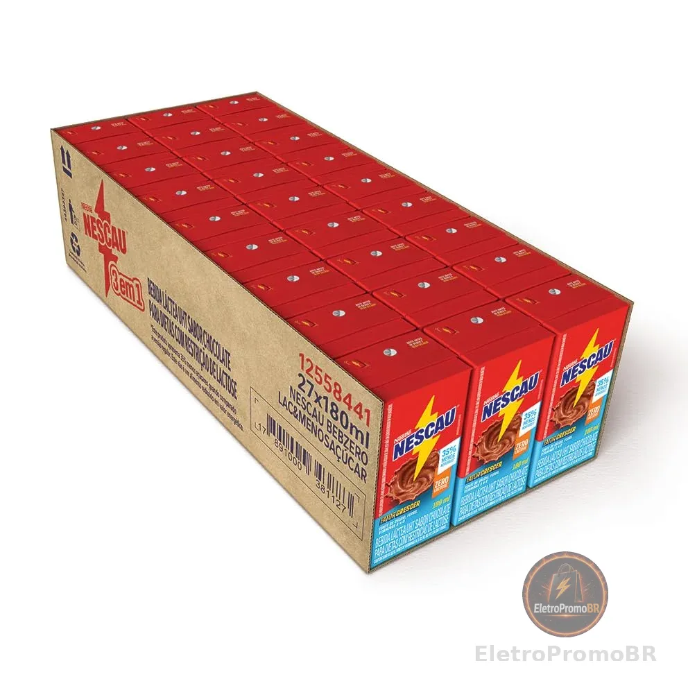 Nescau Bebida Láctea UHT Chocolate Zero Lactose 180Ml - 27 unidades