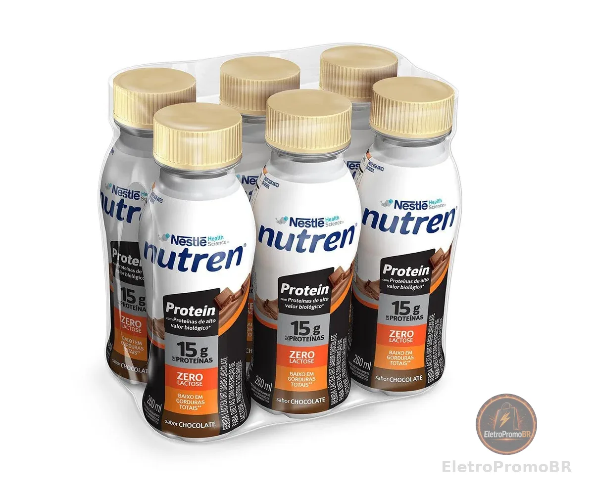 Bebida Láctea Nutren Protein 15g de proteínas Chocolate 260ml - 6 unidades