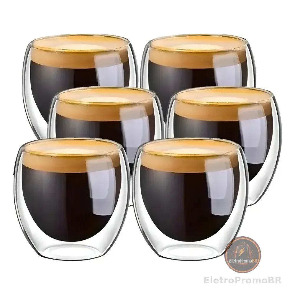 Copos De Vidro Borosilicato Duplo Nespresso 6 Unidades Cor Transparente