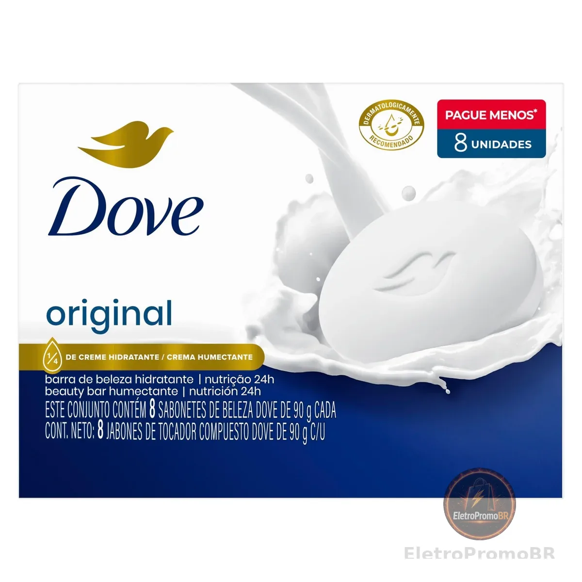 Dove Sabonete Em Barra Branco 90G - 8 Unidades