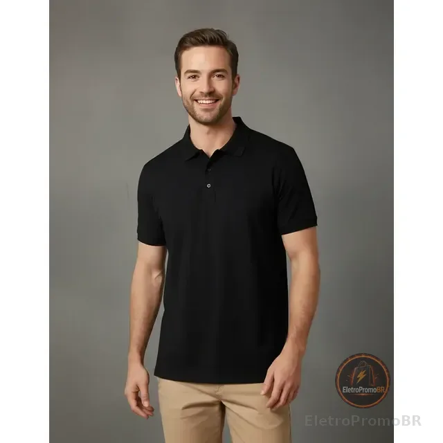 Camiseta Camisa Polo Masculina Básica Uniforme Lisa Gola
