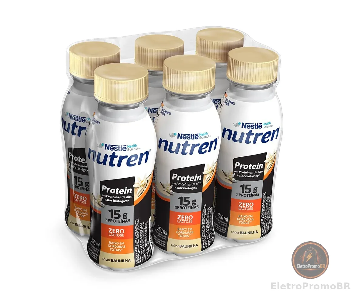Bebida Láctea Nutren Protein 15g de proteínas Baunilha 260ml - Pack com 6 unidades