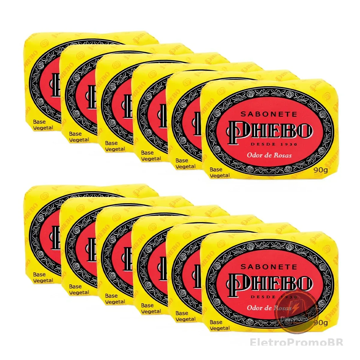 Phebo Sabonete, Odor De Rosas, 90g, 12 Unidades