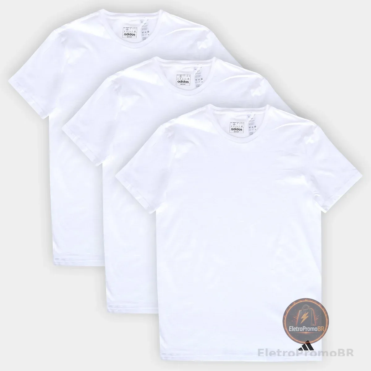 Kit Camiseta Adidas Básicas 3 Peças Masculino