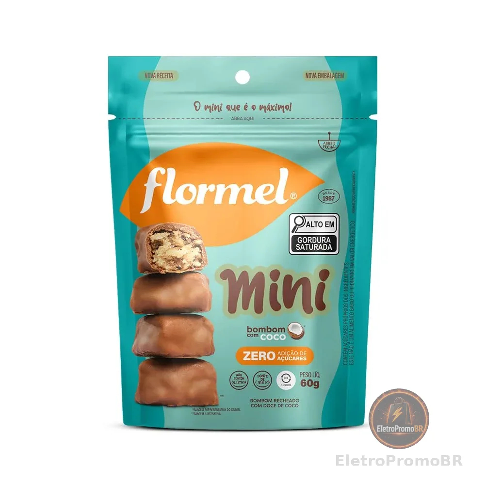 Mini Bombom de Coco FLORMEL Zero Açúcar 60 Gramas