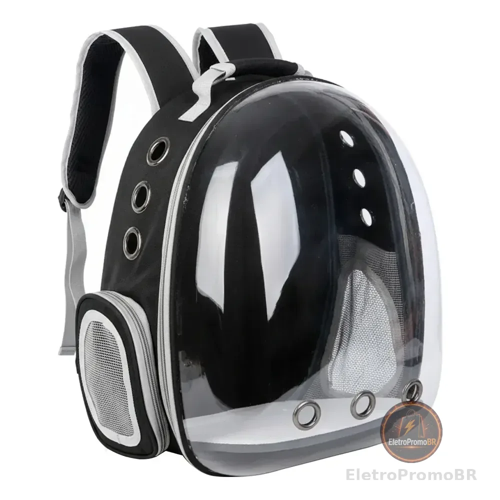 Bolsa Gato Cachorro Visor Transparente Mochila De Transporte Preta