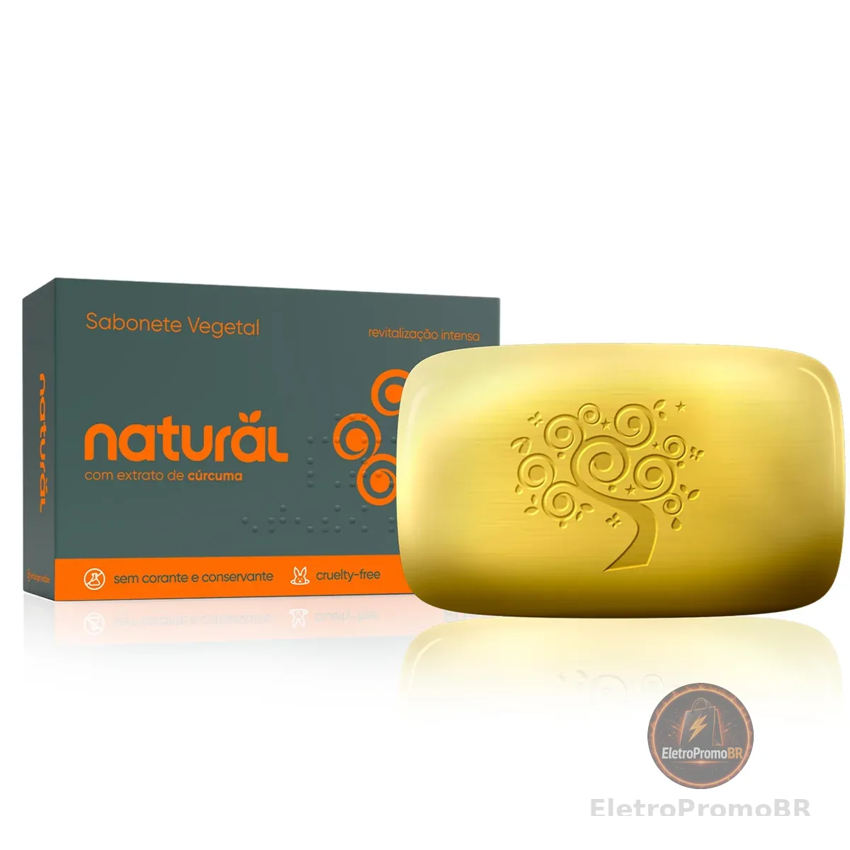 NATURAL Sabonete com Extrato de Cúrcuma - Nutritivo e Hidratante - Revitalização Purificante - Todos os Tipos de Pele - Vegano - 80g