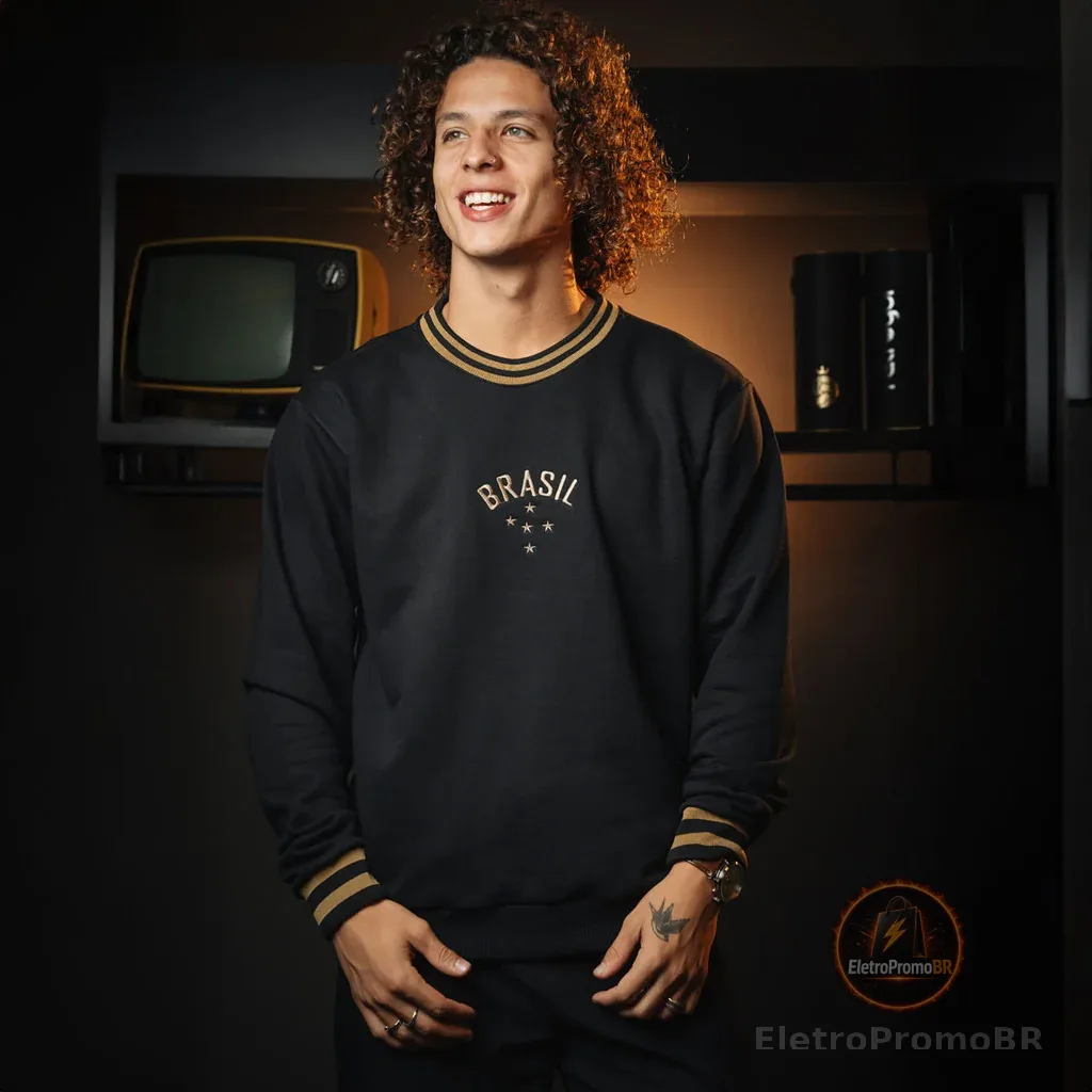 Moletom Brasil Retrô Gold Masculino Oficial