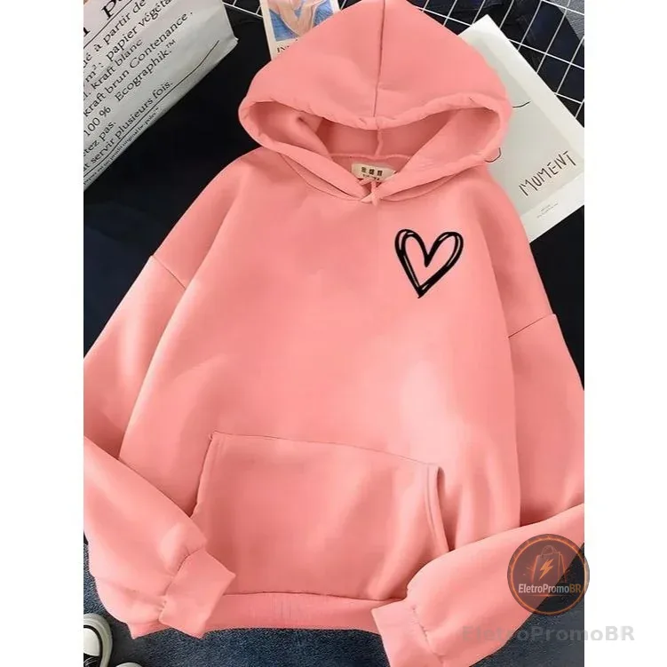 Moletom Feminino Fofo Moletom De Coração Feminino Casaco Feminino