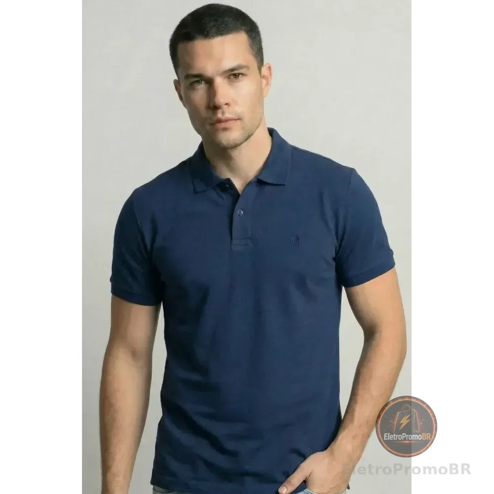 Camisa Polo Masculina Polo Wear Piquet Azul Lisa M