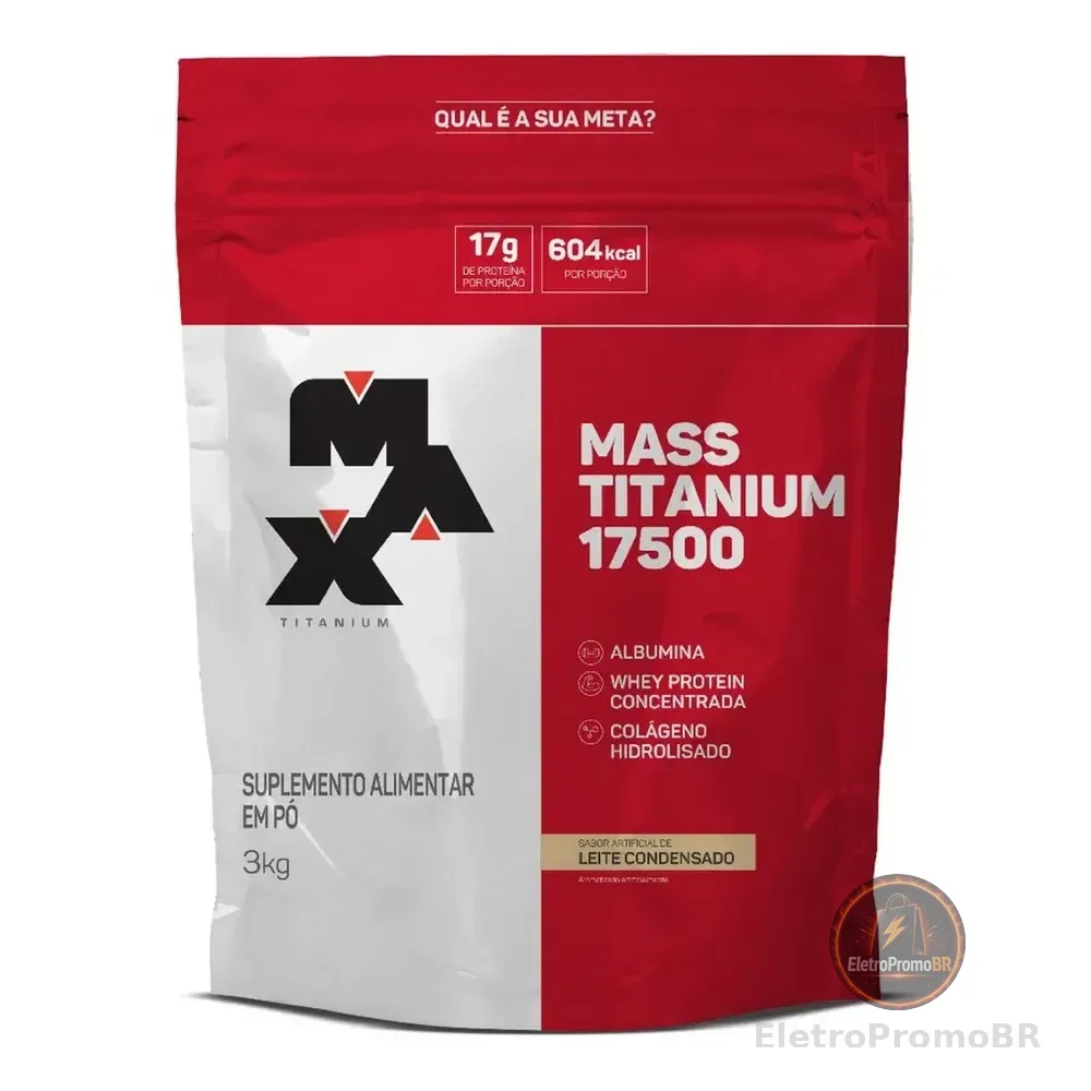 Suplemento En Pó Max Titanium Carboidratos De Mass Titanium Refil 17500 Sabor Leite Condensado X 3kg