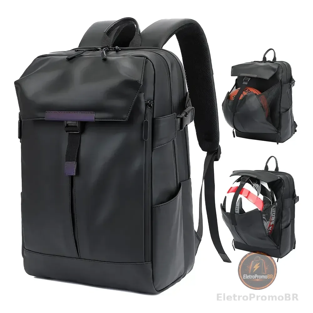 Mochila Notebook Impermeável Escolar Feminina Masculina Preto Couros