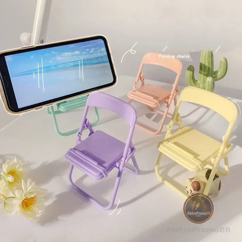 Mini Suporte Para Celular Formado CADEIRA Dobrável Mesa Apoio